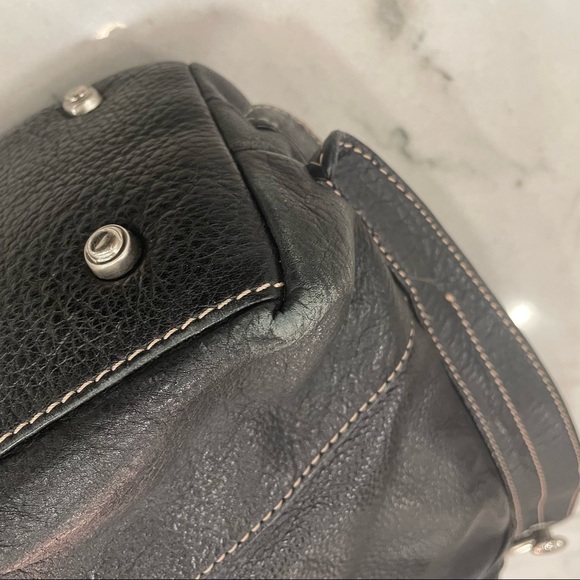 Celsius, Black big bag purse with tassel and silver details.  Genuine leather. - Picture 4 of 4